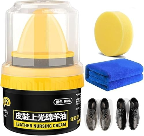 Kolarmo Leder Reparatur Creme Flüssige Schuhcreme, Leder Creme Schuhpolitur, Leder Schuhpolitur, Pflege Schuhcreme mit Schwammapplikator, Leder Schuh Schönheit Creme mit Schwamm, Schwarz ,