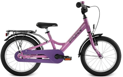 PUKY YOUKE 16 | Kinderfahrrad 16 Zoll ab 4 Jahre | Fahrrad für Kinder mit Rücktrittbremse & V-Brake | Höhenverstellbar | Leichter Aluminiumrahmen | Fahrrad 16 Zoll Jungen & Mädchen | Perky Purple