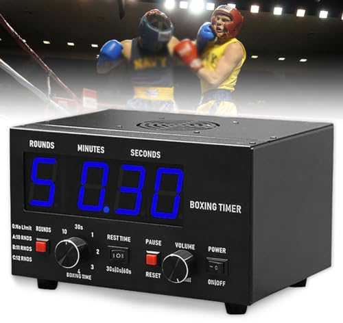 Minuterie d'intervalle de boxe classique, minuterie de gymnastique professionnelle avec affichage LED, répétitions de cycle et temps d'entraînement sélectionnable, minuterie d'intervalle de gymnastiqu