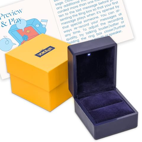 VOICEGIFT Aufzeichnbare Ringbox mit LED-Licht – nimmt Stimme, Musik und mehrere Nachrichten bis zu 60 Sekunden auf – Verwendung für besondere Anlässe, Verlobungen oder Hochzeitsfeiern
