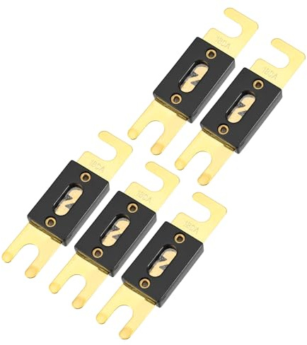 Hihaha Mini ANL Fuses 180A / Inner Audio CD Fuse for Car Motorcycle Boat/Durable Plastic Metal / 5 Pcs Gold Tone Black