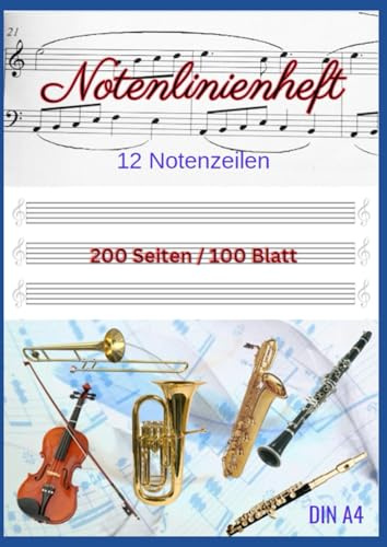 Notenlinienheft: Notenlinienheft: 12 Notenzeilen