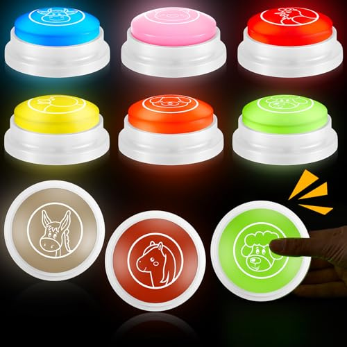 Syhood 8 Pcs Animal Sounds Buzzer for Trivia, Jungle Style, LED Style