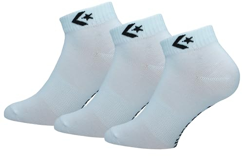 Converse 3 Pares Calcetines Quarter - Soporte Arco Plantar - Poliéster - Unisex (Blanco, 43-46)