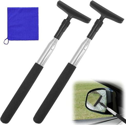 2PCS Raclette Vitre Voiture Noir, Raclette Pare Brise Voiture Telescopique, Essuie-Glace De Rétroviseur Latéral Rétractable, Kit De Nettoyage De Vitre pour Rétroviseur Fenêtre De Voiture
