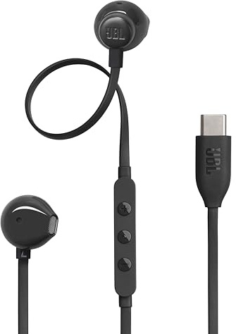 JBL Tune 305C - Auriculares intraurales con Cable, Alta resolución de 96 kHz/24 bits, Ecualizador preestablecido, USB Tipo C, 12,5 mm, Controlador dinámico, Tipo Abierto, con Cable Plano de micrófono