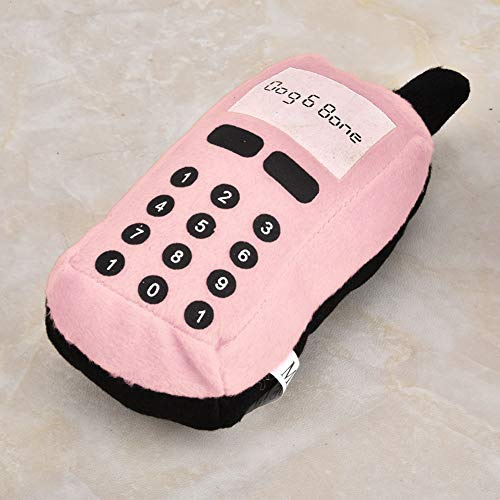 Sonew Plush Cell Phone Shaped Interactive Chew Toy for Pet Dogs and Cats, Sounding, Teething, and Teeth Cleaning - Available in Red, Blue, Pink. (Pink)