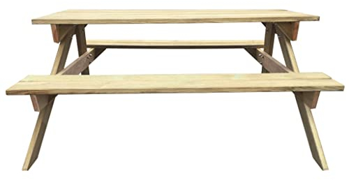 HETFTJN Kleiner Beistelltisch Balkontisch Klein Kleiner Tisch Outdoor Loungetisch Outdoor - Picknicktisch 150x135x71,5 cm Holz für Aufenthaltsraum Innenhof Terrasse Speisesaal