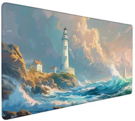 Tapis de Souris XXL 900x400 Sous Main Bureau, Multifonction Mouse Pad pour Gamer, Tapis de Souris Ergonomique, Grand Tapis de Souris pour Les jeux, Ergonomique, la Maison et Le Bureau Bleu (Flots) L-Z