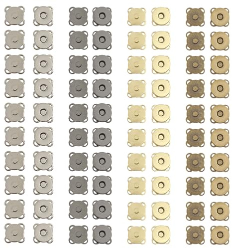 Yuiturt 40 Pcs Magnetic Clasps for Bags, 14mm Magnetic Snaps Buttons Bag Fasteners Magnetic Closures, Metal Fabric Magnets DIY Clothes Clasp Sew in Magnets for Purses Wallets Sewing Crafts 4 Colours