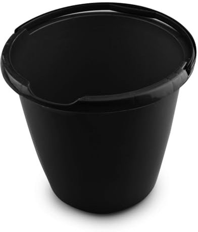 Handy Builders Buckets Heavy Duty Black Bucket With Handle & Pouring Spot 10L Bath Bucket Flexi for Home Laundry Garden General Purpose