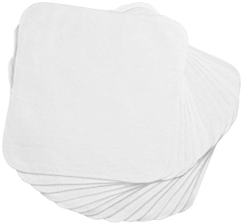 Aomig Lot de 14 lingettes lavables en coton éponge réutilisables, 20x20 cm, lingettes démaquillantes pour bébé, serviettes douces - Blanc