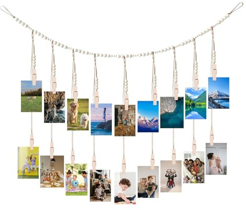 YALiya Cuerda para Fotos con Pinzas, Fotos con Pinzas, Colgador de Fotos para Colgar en la Pared, Cordón para Fotos DIY Creative para Aniversario, Adecuado para la Decoración Bohemia del Hogar