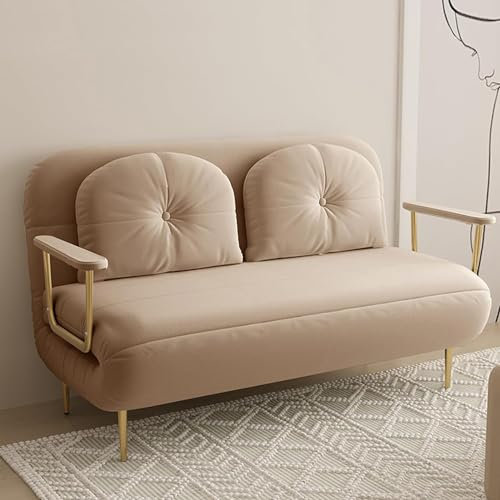 Ausziehbarer Schlafsofa mit verstellbarer Rückenlehne und Kissen, dreifach gefalteter gepolsterter Sessel, Schlafsofa in Weiß. Klappbare Chaiselongue Couch für Freizeit und Komfort.