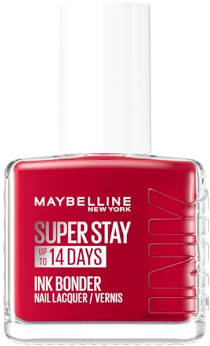 Maybelline New York - Vernis à Ongles Coloré Longue Tenue - Couleurs Intenses et Pigmentées - Renforce les Ongles Abîmés - Superstay Ink Bonder - Teinte : Rouge Profond 6 - 12 ml