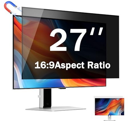 27 Inch Magnetic Computer Privacy Screen for 16:9 Widescreen Monitor, Removable Privacy Screen Anti Glare Blue Light Privacy Screen Monitor 27 inch, Anti-Scratch