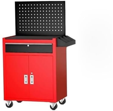 WANGHAI-666 Werkzeugkasten Multifunktionaler Autoreparatur-Handwagen, mobiler Werkzeugschrank mit verdickter Schublade, Werkstatt-Werkzeugkasten mit Rückwand Werkzeugaufbewahrung(Red)