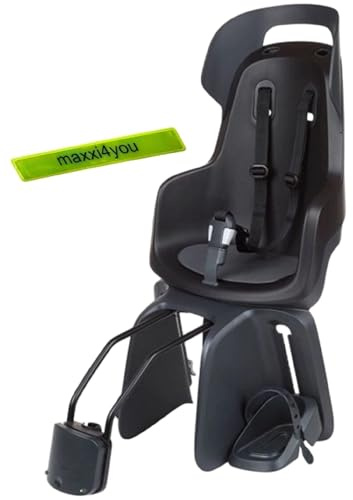 Bobike GO 1P Siège de vélo pour enfant avec fixation de cadre Urban Noir avec bande réfléchissante maxxi4you