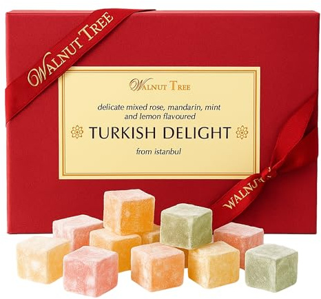 Walnut Tree Turkish Delight Selection 350g – Authentic Sweets from Istanbul – Handpacked in the UK –Traditional Lokum Gift Box – Premium Dessert Treat – Luxury Present for All Occasions 350g