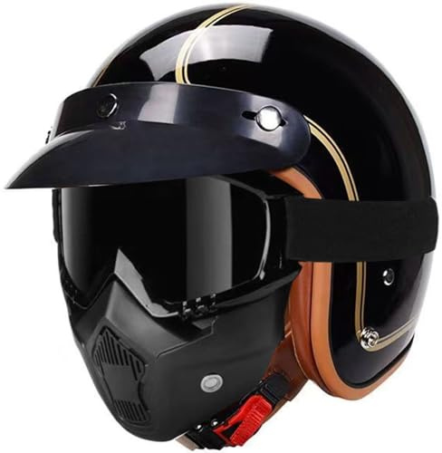 Casco Moto Retrò Giapponese, Casco Aperto, Casco Jet Vintage 3/4 Design Del Corpo Del Piccolo Casco Caschi Da Equitazione Uomo E Donna Certificati DOT/ECE Ciclomotori Scooter