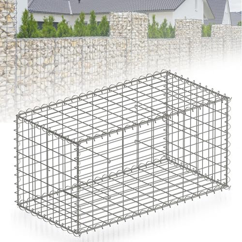 Floordirekt Lenox - Panier à pierres en métal galvanisé - 100 x 50 x 50 cm - Maillage de 5 x 10 cm - Mur de pierre comme clôture de jardin - Grille de gabion comme brise-vue