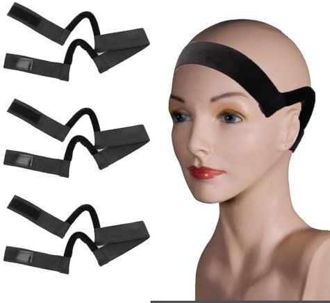 3Pcs Lace Melting Band, Wig Band For Lace Front, Ear Free Stretchable & Adjustable Bands for Wigs, Breathable & Lightweight Fabric for Women Wig Grip Melting Bands for Front Wigs(Black).