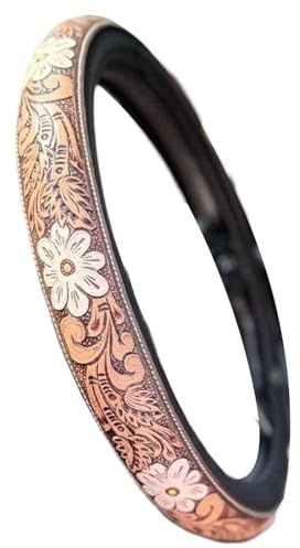 Qiwieod Copri Volante per Auto - Interni Auto Stile Cowboy Vintage,Copertura Resistenti ed Arieggiata per SUV Furgone Viaggi Estivi Lunga Distanza