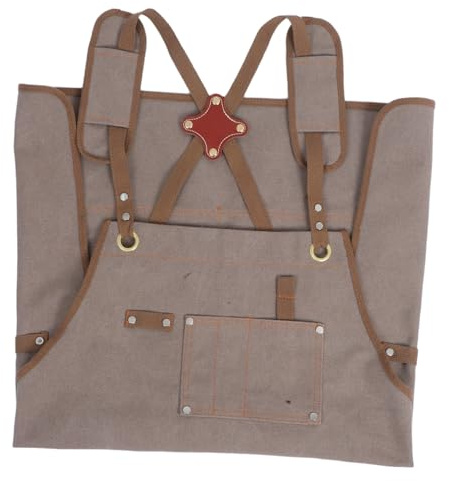 HOMSFOU Delantal de trabajo de lona con espalda cruzada con múltiples bolsillos, ajustable, resistente, para hombres y mujeres, adecuado para carpintería, cocina y proyectos de bricolaje