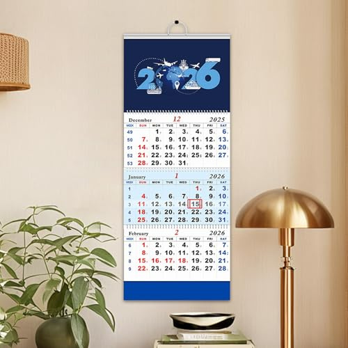 3 månaders vy kalender 2026, vertikal trippelvikt väggkalender, upphängningsbar 3 månaders väggdisplay planerare för skola arbetsplats sovsal lägenhet hotell tidshantering