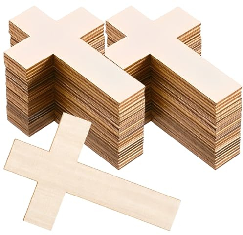 100 Stück Holzkreuz Zum Bemalen, 11x7cm Dünne Kreuz Anhängers, Kreuz Ornamente Chip, Holzkreuze Zum Basteln Für Diy Handwerk, Dekorieren, Geschenk, Decoupage Blanko