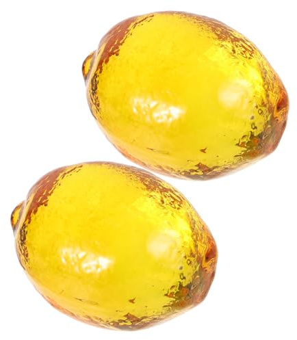 MAGICLULU Lot de 2 Ornements en Cristal de Citron Jaune 59X40 MM 116G Figurines Décoratives en Verre Soufflé à la Main Presse-Papiers Polyvalents pour Bureau et Décoration Printanière de