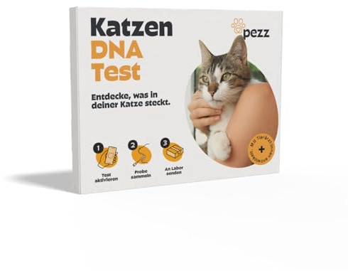 PEZZ DNA Test für Katzen zur Rassebestimmung & Erbkrankheiten | Gesundheitsrisiken frühzeitig erkennen, genetische Blutgruppe, Medikamentensensibilität & besondere Merkmale (Gentest)