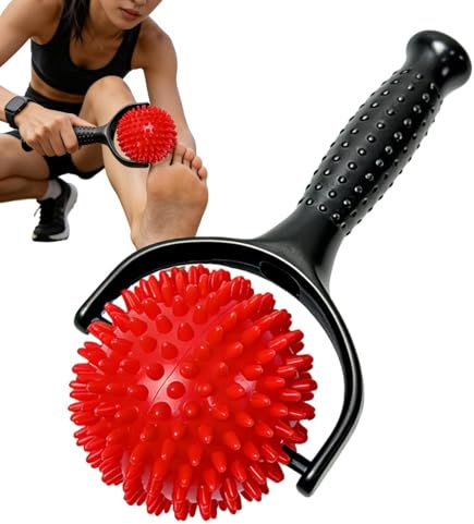 Da massaggio per yoga, dispositivo a rullo da massaggio manuale, 20 x 11 cm, strumento di rilassamento muscolare con palla con plettri, 170 g, la struttura ergonomica del manico supporta una