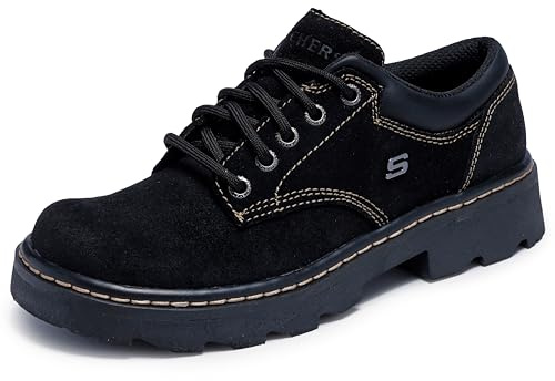 Skechers Women's parties oxfords shoes, Black Suede Leather, 6 UK