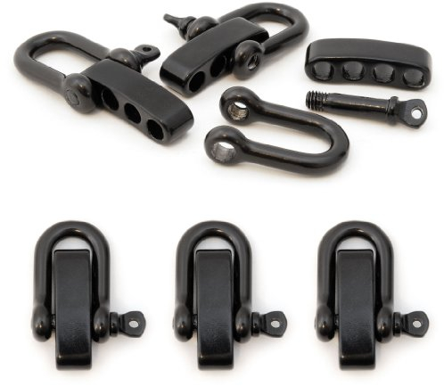 Manille droite réglable avec un axe libre en acier, manille en forme de U, manille ajustable, idéale avec les paracordes 550, confection de bracelets, grandeur: M, couleur: noir, de la marque Ganzoo – lot de 3 manilles