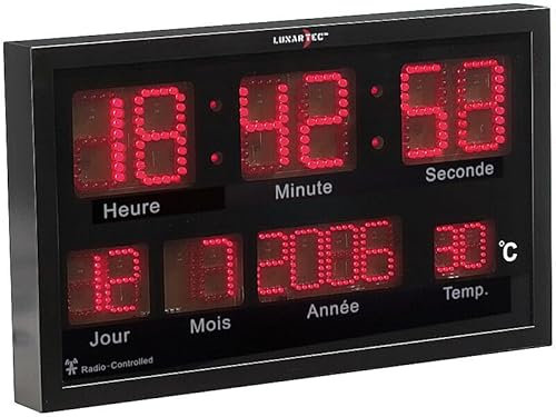 Lunartec Horloge Murale Radio-pilotée à LED Rouges