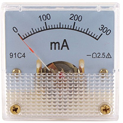 sourcing map Analogico Corrente Pannello Metro CC 0-300mA 91C4 Amperometro per Circuito Test Carica Batteria Ampere Tester Indicatore Confezione 1
