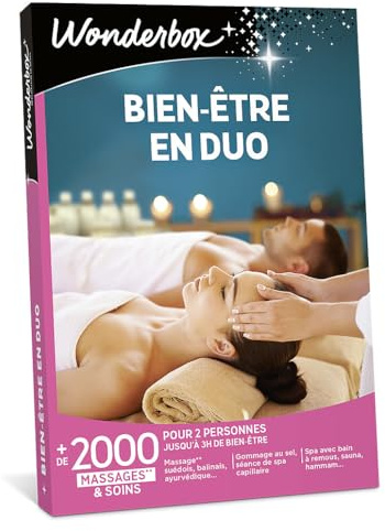 WONDERBOX Bien-être en Duo - Coffret Cadeau Idée Cadeau Relaxation | 1 activité détente au choix - Plus de 2000 expériences - Massage balinais, spa capillaire, modelage suédois, réflexologie