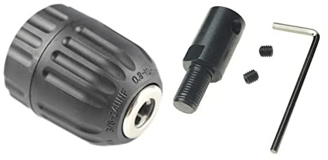 CHANCS Rosca 0.8mm-10mm Portabrocas 3/8-24UNF Varilla de conexión roscada Diámetro interior 12mm Gran fuerza de sujeción sin llave Brocas Accesorios de taladro para taladro eléctrico manual