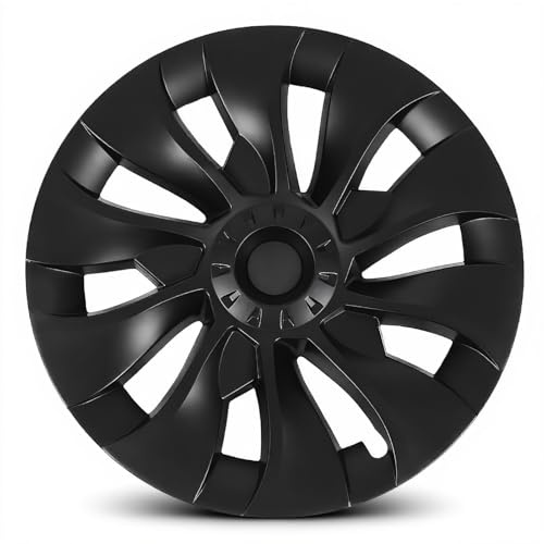 18 Inch Wheel Hub Cover for Tesla Model 3 2017 to 2023, Symmetrical Fully Wrap Hubcap Rim Protector Cover Trim Replacement 4 Pack Back Snap Design Easy Install (Matte Black)