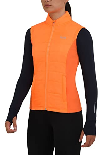 TCA Mädchen Excel Runner Leichte Thermolaufweste mit Reißverschlusstaschen - Orange, XLY 12-14 Jahre
