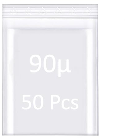 masar Lot de 50 – 90µ (microns) Sachets à Fermeture Zip Transparent Sachet Avion Liquide Cabine – Plastique 18cm X 25cm – 180 X 250 mm