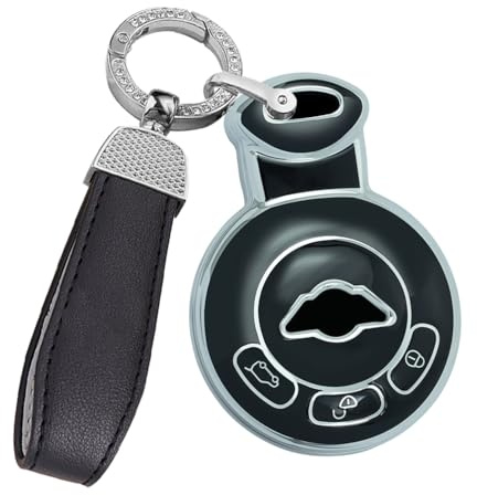 ontto AutoSchlüssel Hülle Passt für BMW Mini Schutzhülle Schlüsselhülle für Mini Cooper D R56 Cabrio Cuntryman Clubman Paceman Keyless TPU Fernbedienungen Cover Schlüsselanhänger 3 Tasten-C Schwarz