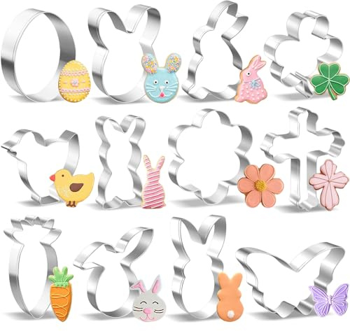 Easter Cookie Cutter Set - 12 Pieces Stainless Steel Cookie Cutters for Baking