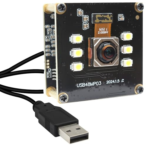 MMlove Module de caméra USB 48 MP Webcam 8 K 4K 30 fps vision nocturne couleur caméra autofocus haute vitesse caméra Lightburn caméra de sécurité industrielle angle de vision 70° pour reconnaissance