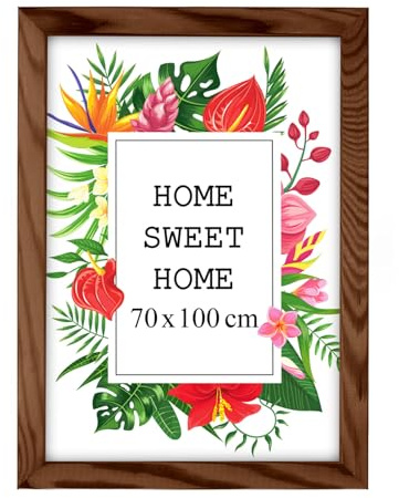 MG Design Braun Bilderrahmen 70 x 100 cm – Aus echtem Holz mit Acrylglas, zum Aufhängen & Aufstellen, für Fotos, Poster & Puzzle