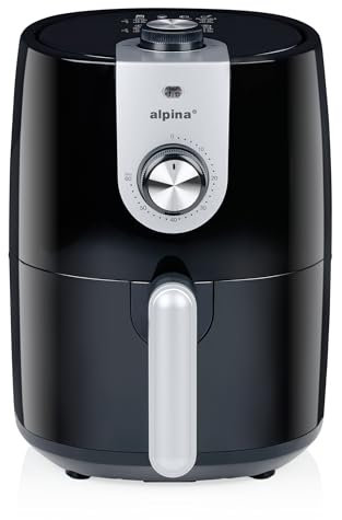 alpina Air fryer 2L - Airfryer Adaptée pour 2 à 3 Personnes - Friteuse sans Huile Electrique avec Minuterie et Température Réglable - Plastique - Noir