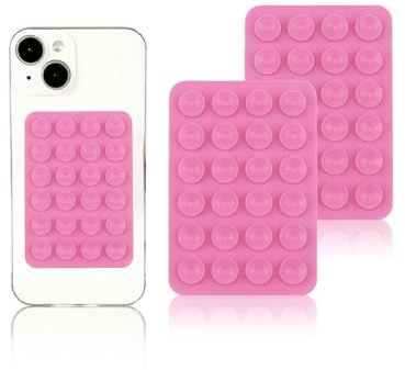 Vilbocr Silikon-Saugnapf-Handyhüllenhalterung, freihändiges Fidget-Spielzeug, Spiegel, Dusch-Handyhalterung, Tiktok-Videos und Selfies (tiefes Pink), 2 Stück