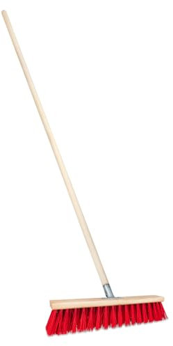 Balai de rue avec manche en bois - Balai industriel robuste avec poils stables - Pour cour, jardin et trottoirs (40 cm avec manche en bois de 150 cm de diamètre 28)