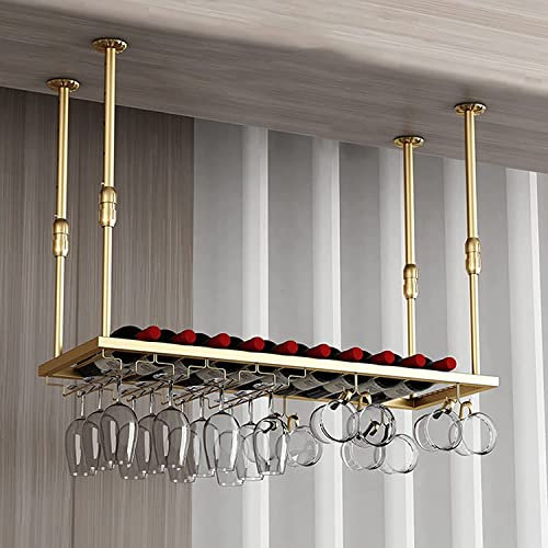 GKJHTED Rack, portabottiglie da Bar sospeso, portabicchieri da Appendere, ripiano portabicchieri da Cucina, Altezza Regolabile, ripiano Decorativo Dorato (Onecol